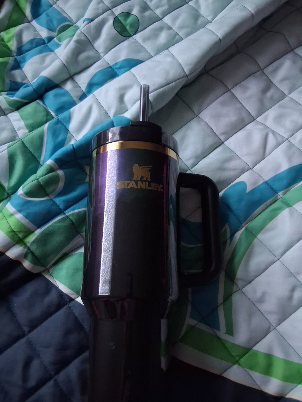 Stanley Iridescent Black Travel Mug with Gold Trim
